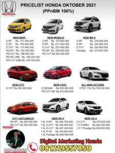 Price List Mobil Honda